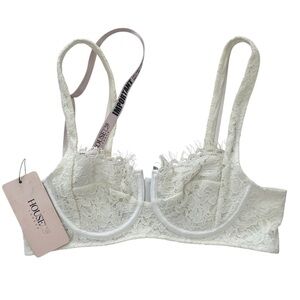 HOUSE OF CB Lita Top Floral Lace Bra Underwire White Size Medium
